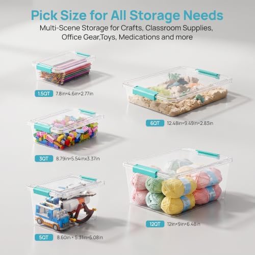 Vtopmart 4 Pack 6 Qt Plastic Storage Bins with Lids, Clear Sensory Bins - Image 6