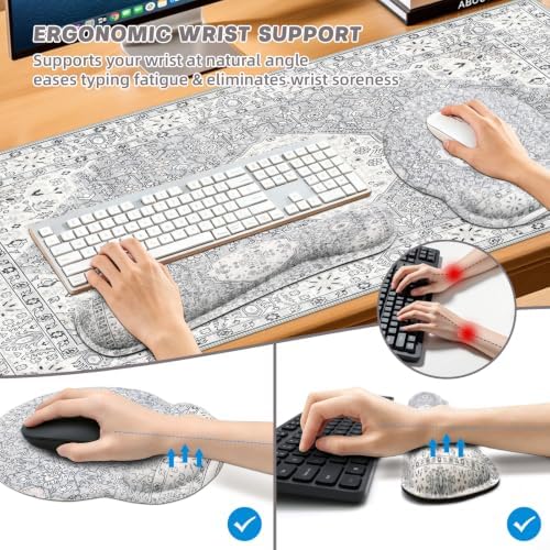 Mousepad Set，Keyboard Mat+Wrist Support Mouse Pad+Wrist Rest Pad+Coaster - Image 3