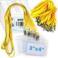 4x3 Name Tags Badge Holder with Lanyard 50 Pack Waterproof Horizontal ID Badge Holder and 50 Pcs Lanyards Nametag for Conferences, Events, and Meetings (Yellow, 4 X 3 inches) by BirdFiy
