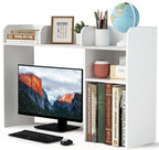 LAND·VOI Desktop Bookshelf, Countertop Storage Hutch with 5 Shelves for Computer Desk, Desk Organizer for Home Office Dorm, Dressing Tabletop, Bar Countertop, White EDS01W by LAND%C2%B7VOI