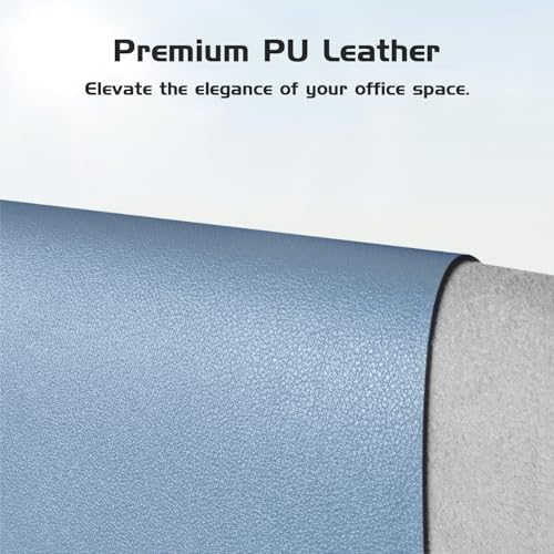 Aothia Leather Desk Pad Protector, Office Desk Mat, Large Mouse Pad, Laptop Desk Pad, Non-Slip PU Leather Desk Blotter, Waterproof Desk Writing Pad for Office and Home (Denim Blue, 55" x 17") - Image 2