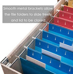 PRANDOM File Organizer Box - Set of 4 Collapsible Decorative Linen Filing Storage Hanging File Folders with Lids Office Cabinet Letter/Legal Size Light Grey (17x14x11.2 inch) - Image 4