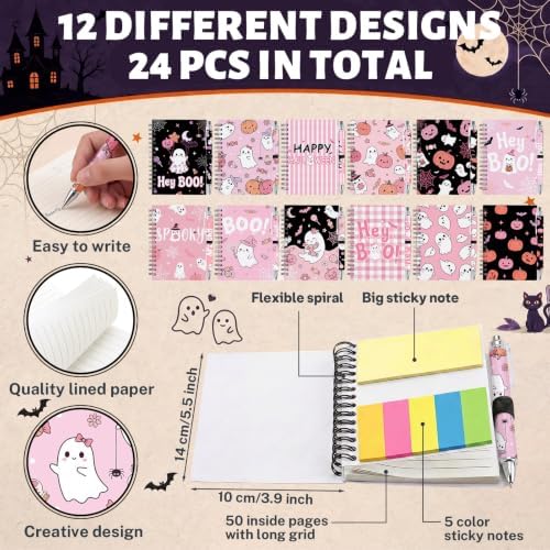 Halloween Notebooks with Pens Bulk, 24 Sets, 5.5 x 4.7 Inch, Pink - Image 4