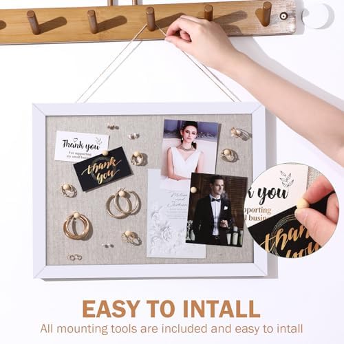Teling 16 Pack Wood Bulletin Boards with Linen 12''x 16'' Cork Board for Walls with 160 Pushpin Decorative Wood Framed Display for School Office Home Decor (White) - Image 4