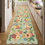 DUKINO 2x7 Runner Rug for Hallway, Floral Washable Rug for Kitchen, Green by DUKINO