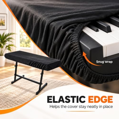 Digital Piano Keyboard Cover for Yamaha Montage M7, Electronic Keyboard Dust Cover, Stretch Fabric with Elastic Edge for Home Music Studio Storage - Image 3