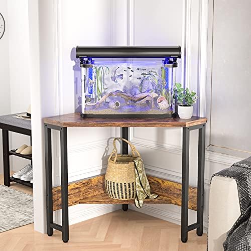 Armocity Corner Small Desk with Outlets Corner Table for Small Space Industrial Computer Desk with USB Ports Triangle Desk with Storage for Home Office, Workstation, Living Room, Bedroom, Rustic - Image 2