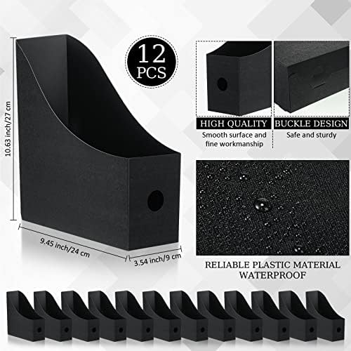 Geyee 12 Pack Plastic Magazine File Holder,Black - Image 2