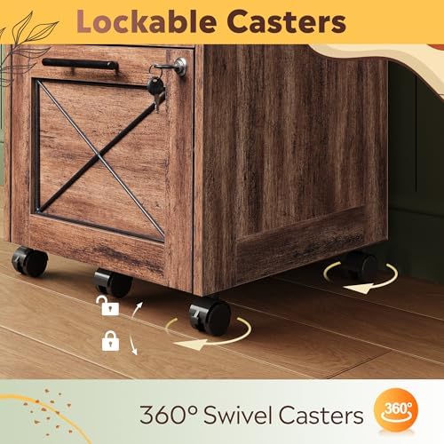 DEVAISE 3 Drawer Under Desk File Cabinet with Lock, Oak - Image 6