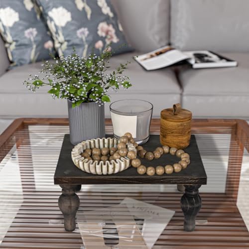 MAONAME Decorative Wood Display Risers, Washed Black Wooden Pedestal Stand - Image 7