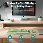 Wireless Keyboard Mouse Combo, Green, Round Keycaps, Magnetic Wrist Rest - Image 7