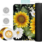 Keyboard Mouse Pad Set, Extended Gaming Mouse Pad+Ergonomics Keyboard Wrist Rest Support, Memory Foam, Easy Typing Pain Relief, 4Pcs XL Ultra Thick Desk Mat,Sunflowers Floral Patterns - Image 2
