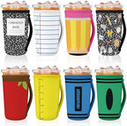 Silifine 8 Pcs Teacher Gifts Iced Coffee Sleeves, Pattern by SiliFine