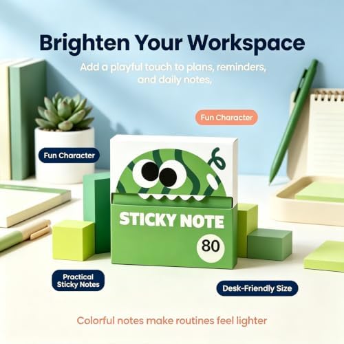 Cute Fruit Monster Pop-Up Sticky Notes Dispenser, 80 Sheets Pull-Out Cartoon Box, 6 Styles Transparent Translucent Memo Pad Holder, Creative Stationery Cute Monster Gift Set Available ，12Box - Image 5