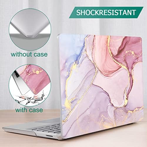 Mektron Case for 13.5" Microsoft Surface Laptop 5/4/3 with Metal Palm Rest Model 1951/1868,2019/2021/2022 Plastic Hard Shell Cover with Screen Protector + Keyboard Cover + Dust Plug,Pink Marble - Image 6