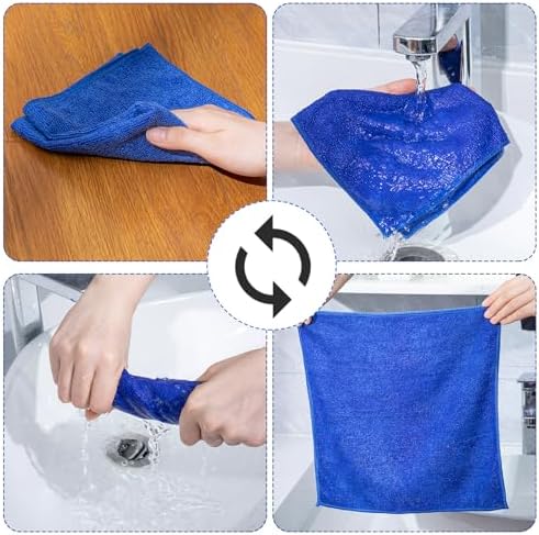 Macarrie 200 Microfiber Cleaning Cloths, 12 x 12 in, 200 GSM, Royal Blue - Image 5