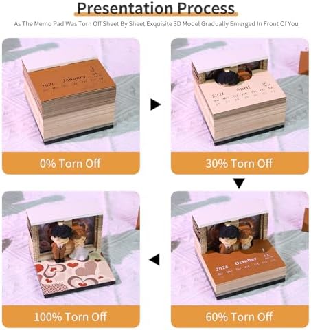 3D Memo Pad, 3D Calendar 2027, Time Piece Calendar, Tear-Off Calendars 2027, 3D Paper Carving Art Memo Pad, Art Carving Sticky Notes for Office Home Gifts Ornaments (Dream Wedding) - Image 5