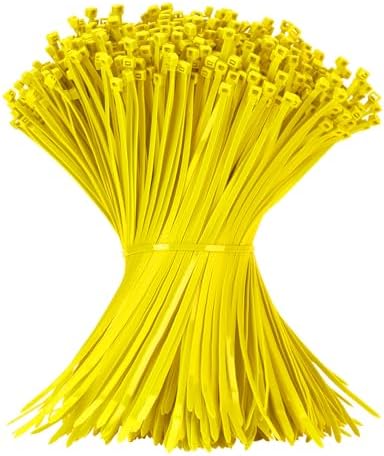 Armpow 12 Inch Zip Ties Yellow 1000 PCS, 50 Lbs- Heavy Duty Tensile Strength, Nylon PA66 UV Resistant Cable Ties for Indoor and Outdoor Use - Ideal for object bundling and fastening by HighQualityTies