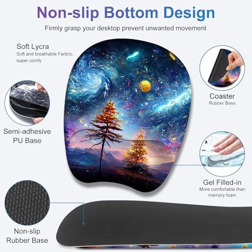 4 in 1 Large Mouse Pad, Keyboard Wrist Rest Set, Ergonomic, Non-slip, Waterproof, Colorful World - Image 4
