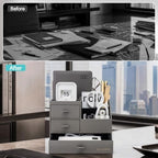 VLANDO Desk Organizer,PU Leather Office Storage with Compartments,Gray - Image 4