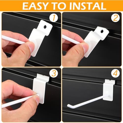 Moxweyeni 100 Pack Slatwall Hooks for Retail Garage Metal,5.9 Inch,White - Image 4