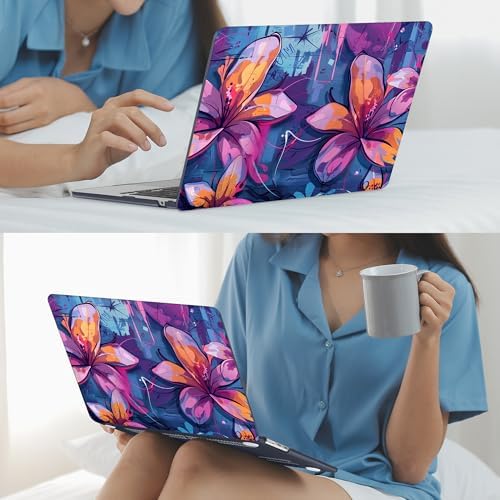 Mektron for 2026/2025/2024/2023 MacBook Air 15 INCH M5 A3448 /M4 A3241 /M3 A3114 /M2 A2941 Case, Printed Plastic Hard Shell Cover with 15.3" Liquid Retina Display Touch ID, Graffiti Flower - Image 7