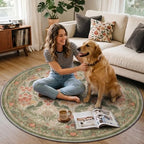 5FT Round Office Chair Mat for Hardwood Floor, Non-Slip Washable Sage Green - Image 3