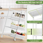 KINGRACK 4 Tier Slim Rolling Cart with Drawer, Metal Utility Storage Cart - Image 5