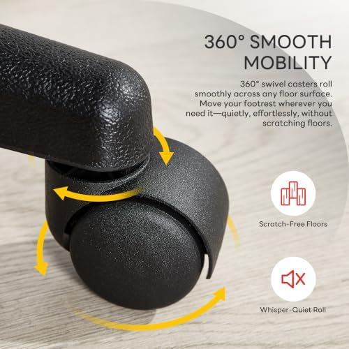 Adjustable Height and Tilt Adjustable Rolling Footrest Stool with Wheels - Image 6