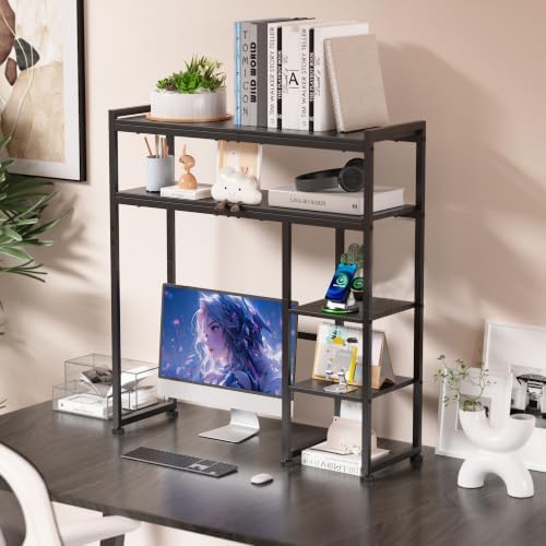Aetheris Desktop Organizer Shelf, 30" Wooden Office Storage Rack, Display Shelf Rack, 5 Tier Desktop Display Rac, Desk Shelf, Desk Hutch for Computer Monitor (Black) - Image 4