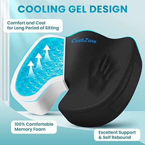 Gel Seat Cushion, Cooling Memory Foam Cushion for Office Chair, Black - Image 2