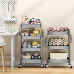 TOOLF 4 Tier Rolling Cart, Metal Utility Storage Cart with Pegboard, Grey - Image 4