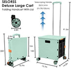 Foldable Utility Cart Portable Collapsible Crate Rolling Carts with Wheels Rolling Tote Basket Teacher Cart with Lid Wear-Resistant 360°Rotate Wheel Noiseless for Shopping Storage Office Use - Image 5