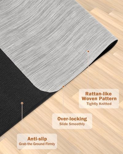 Blvornl Office Chair Mat for Hardwood Floor, 45"*53.1" Desk Computer Chair Mat for Hard Wood, Large Anti-Slip Hard Floor Protector Rolling Chair Mat, PVC Mat Desk Rug for Office and Home Silver Grey - Image 2