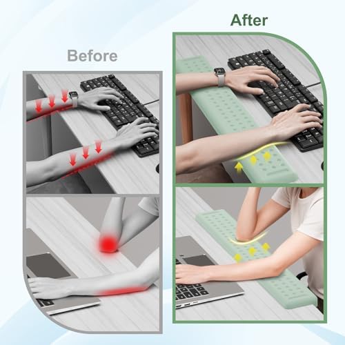 Leolee L-Shaped Desk Long Wrist Rest Elbow 60CM, Pale Green Arm Rest Desk - Image 3
