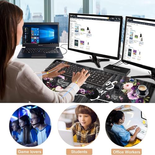 Keyboard Wrist Rest and Mouse Pad with Wrist Support Set Ergonomic Coaster,Memory Foam,Easy Typing Pain Relief,Large XL Desk Mat 31.5"x 11.8",Chaos Coordinator Quotes Vintage Watercolor Floral - Image 7