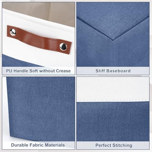 Bagnizer Collapsible Fabric Storage Cubes 11x11 Cube Storage Bins, 4 Pack Closet Baskets Box with Handles for Organizing, Shelf, Toys, Clothes, Home, Office, Nursery (Navyblue&White) - Image 6