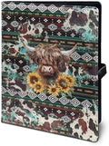 Sunflower Cow Tribal Print Leather Padfolio Folder Resume/Meeting/Legal Documents Writing Pad Clipboard Notepad Clip Boards Portfolio Organizer Portfolio for Men Women by Unknown