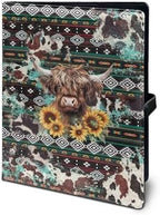 Sunflower Cow Tribal Print Leather Padfolio Folder Resume/Meeting/Legal Documents Writing Pad Clipboard Notepad Clip Boards Portfolio Organizer Portfolio for Men Women by Unknown