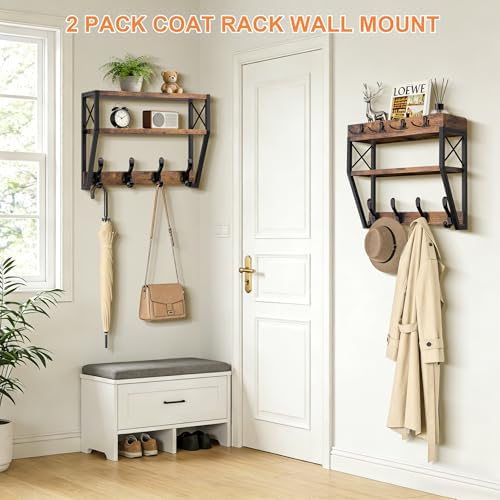 Upgraded 3-Tier Large Coat Rack Wall Mount with Shelf - Image 5