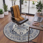 5FT Round Office Chair Mat for Hardwood Floor, Non-Slip Washable Navy - Image 2