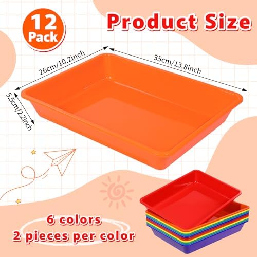 gisgfim 12 Pack Letter Size Stackable Paper Trays for Classroom, Rainbow - Image 2
