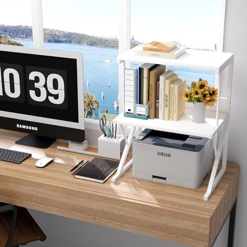 aboxoo Printer Stand for Desk to Save Space, Metal+Wood for Home Office - Image 6