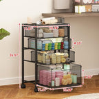 Sbanmao Rolling Storage Cart with Drawers, 4 Drawers Storage Cart, Black - Image 3