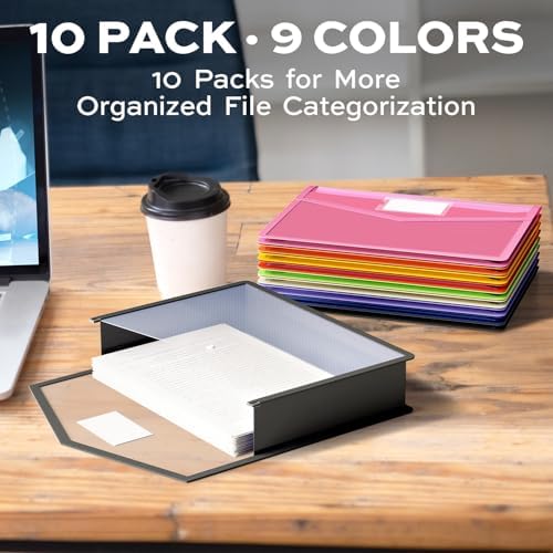 Deli 10 Pack Plastic Expanding File Folder, Colorful File Folder Organizer - Image 3