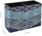 PU Leather Multi-Compartment Pen Holder Desktop Organizer Pencil Cup Storage Caddy for Office Home Supplies Boho Paisley India Bohemia Dark Navy - Image 2