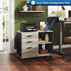 DEVAISE 3-Drawer Mobile File Cabinet, Lateral Filing Cabinet, Greige - Image 3