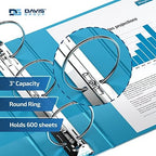 Premium Economy 3-Ring Binder, Spine Label, 3" Round Rings, Turquoise, 6 Pk - Image 2