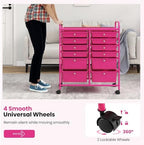 LDAILY 12 Drawer Rolling Storage Cart, Craft Cart Organizer on Wheels w/Metal Frame, Large Capacity & Smooth Drawer, Rolling Cart w/Drawers for Classroom, Office - Image 4