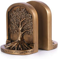 Tree of Life Bookends Set – 6.1" Resin Decorative Bookends, Antique Bronze Finish, Non-Skid Heavy Duty Support for Books, Bookshelf Decor, Office, Library, Housewarming Gift by XIYOUQI